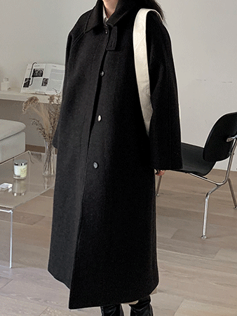 neck button raglan wool coat (2color) 울50