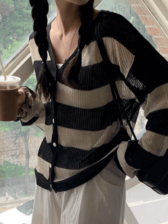 rent stripe knit cardigan (2color)
