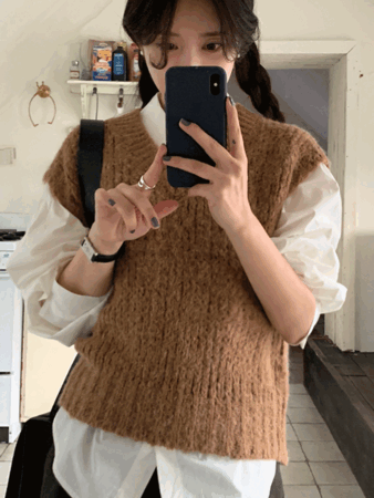 ring alpaca knit vest (4color)