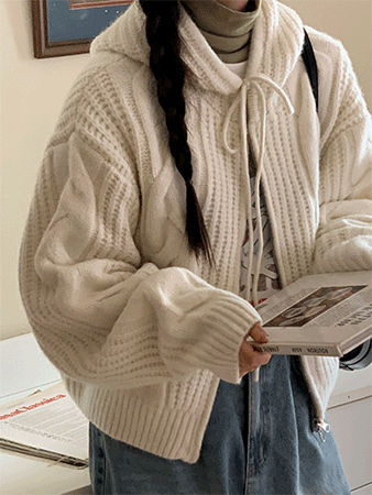 cozy wool knit zip-up (2color) 울15