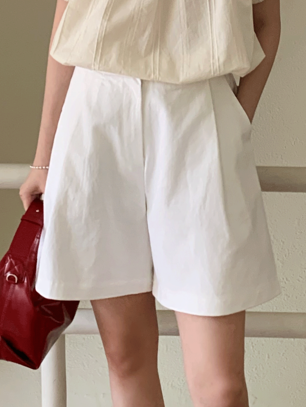 poppy pintuck shorts (2color)