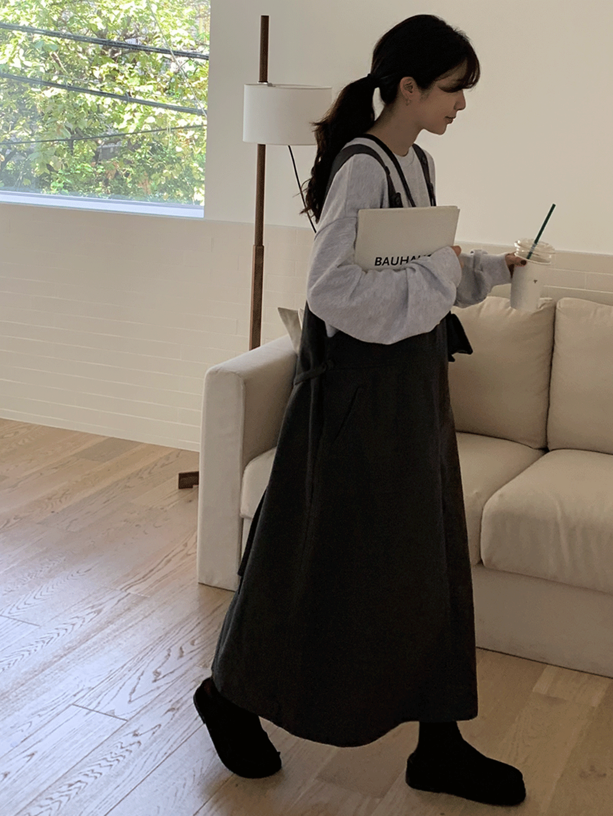bio suspender skirt (3color) 차콜 당일발송