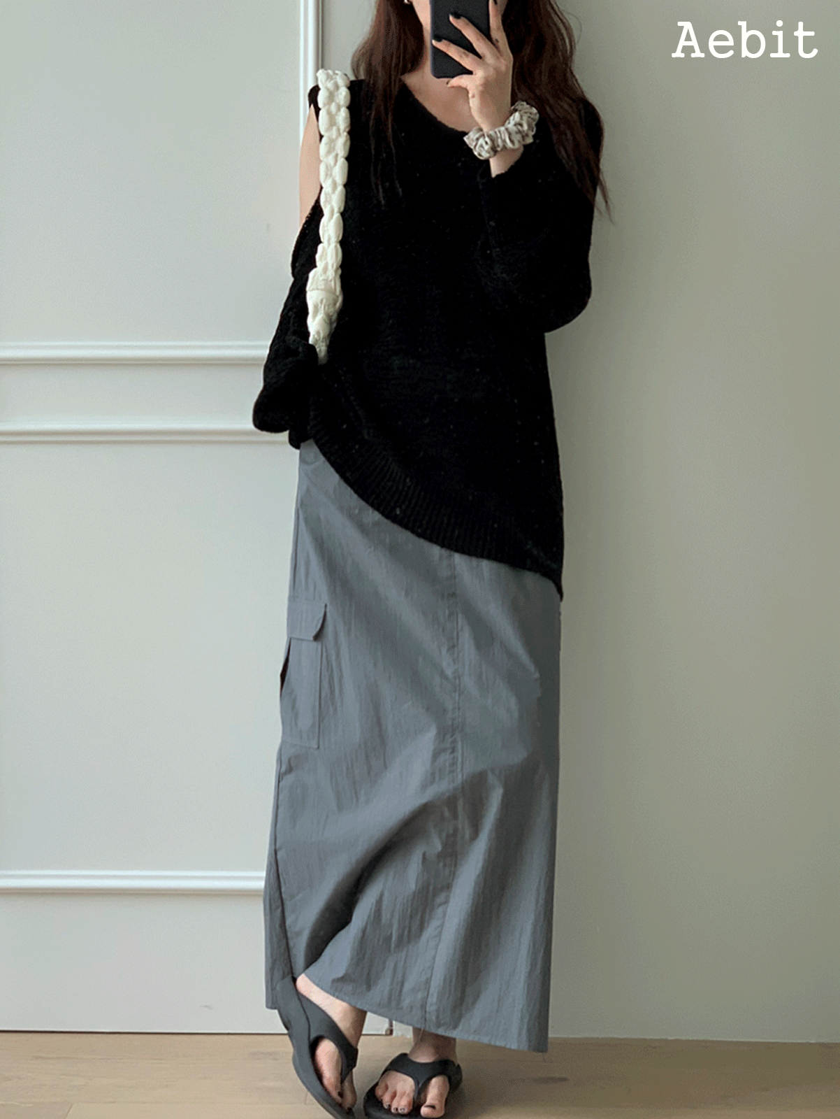 자체제작 erica cargo long skirt (charcoal)