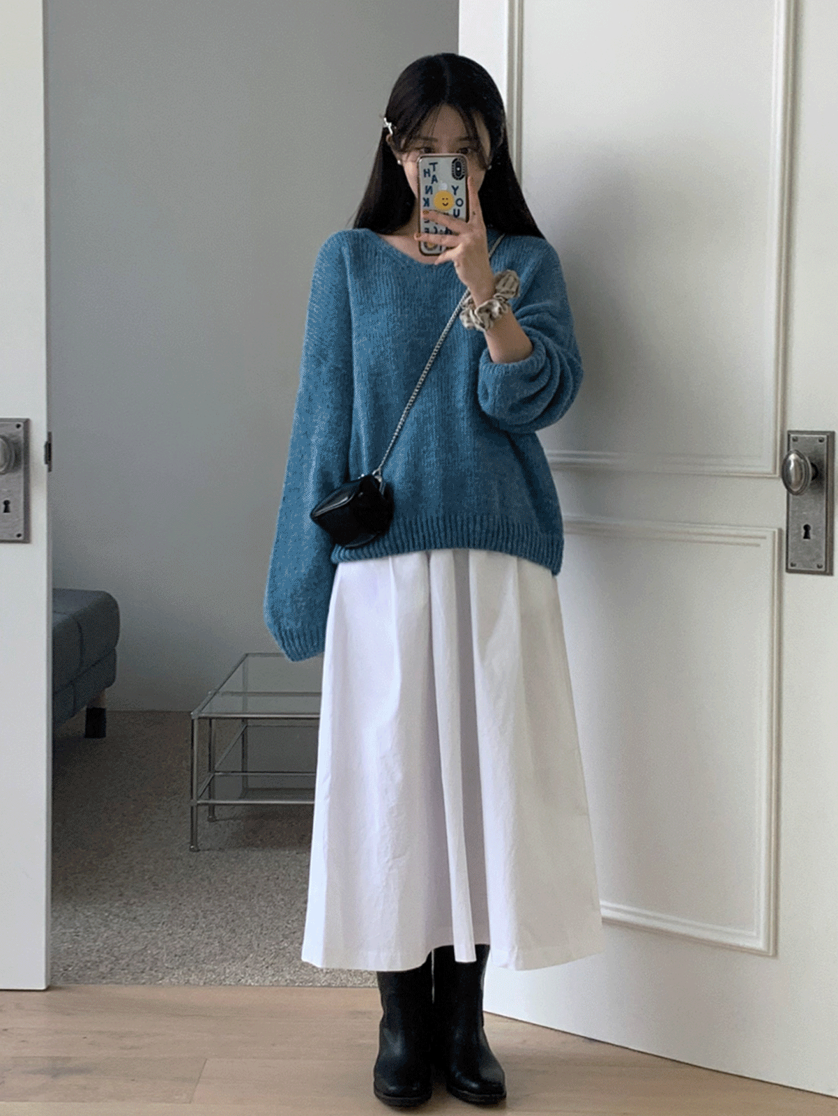 scoop pintuck skirt (2color)