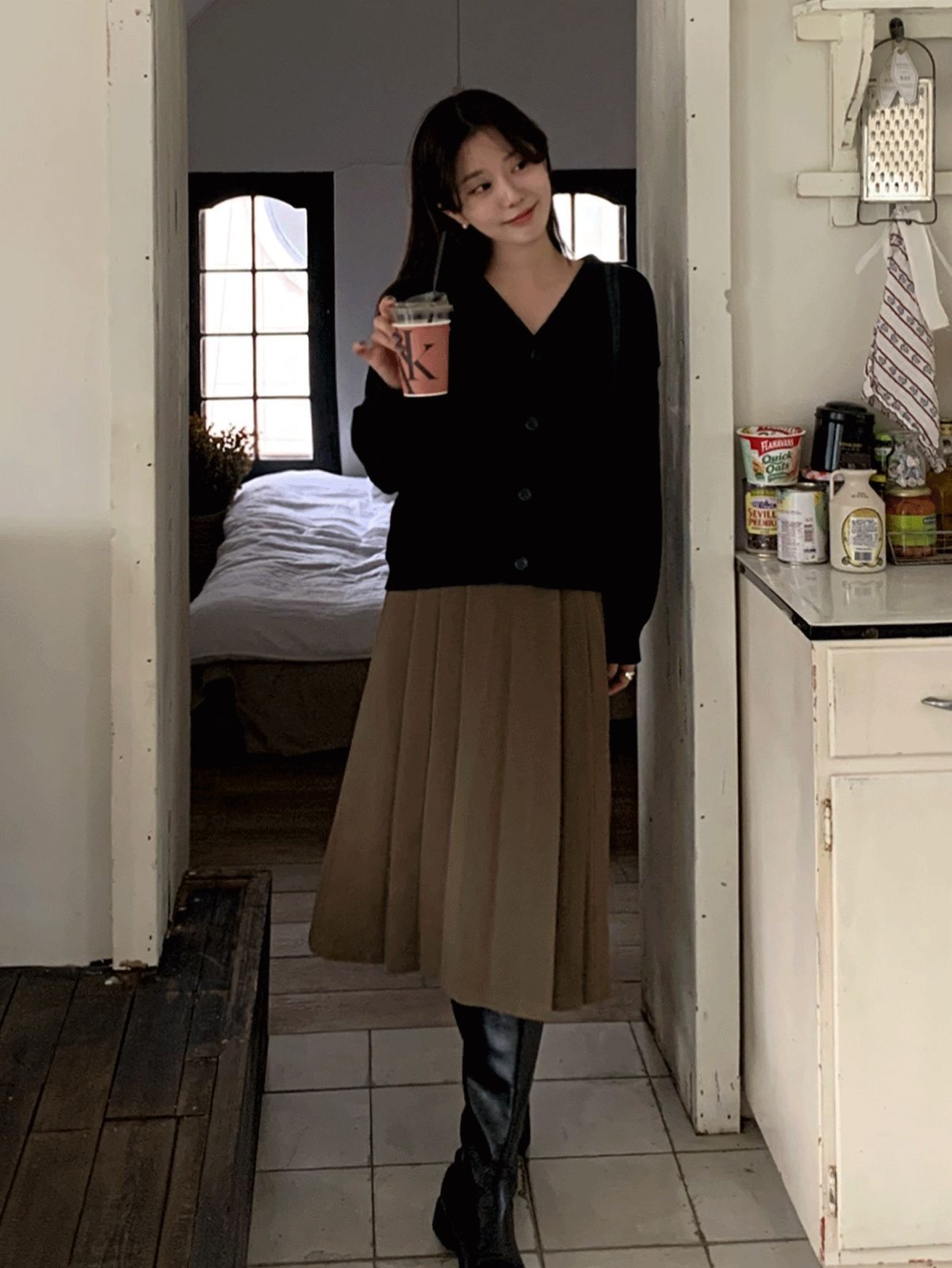 souffle pleats skirt (2color) 브라운S, M 당일발송