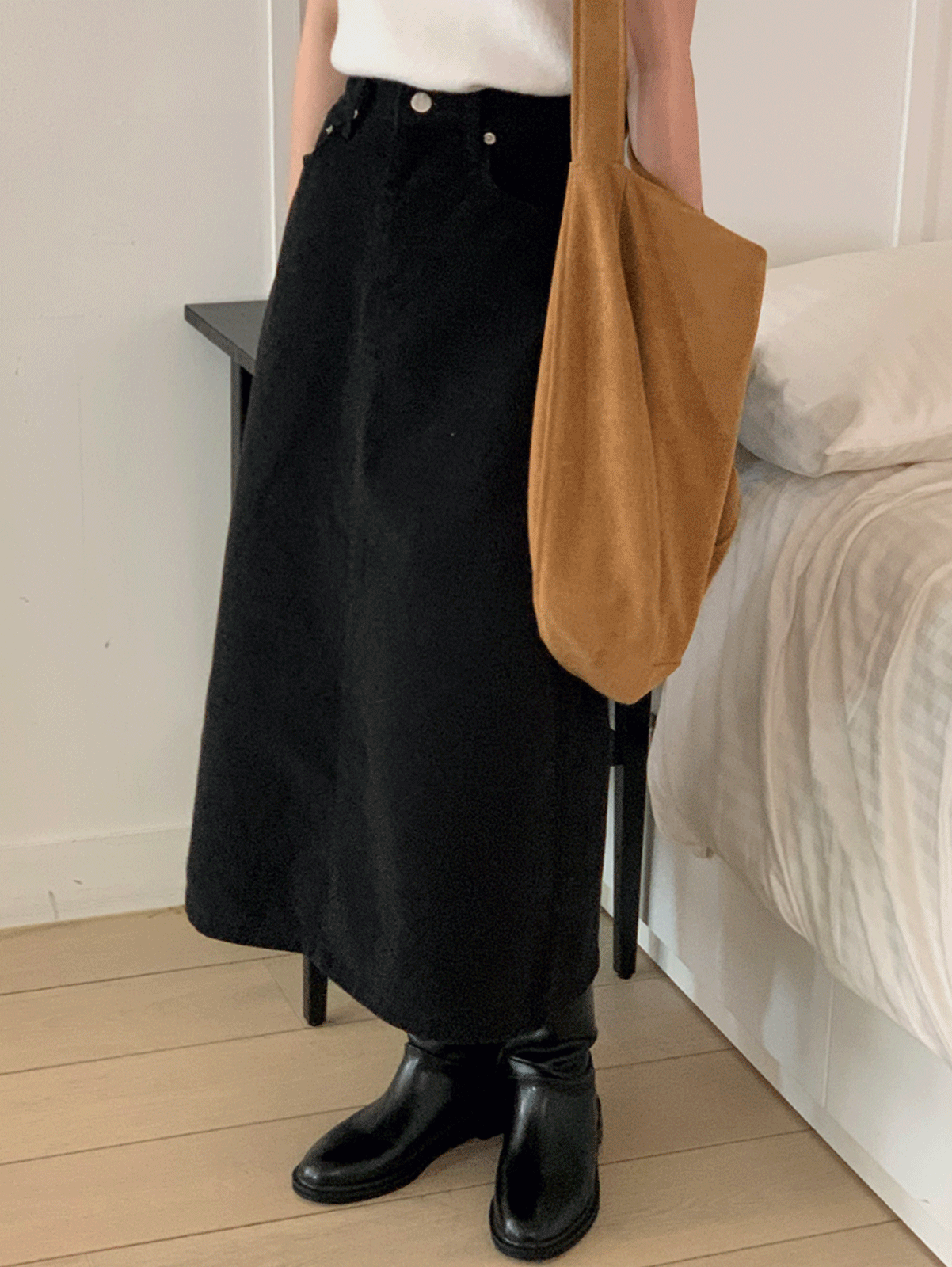 tail cotton skirt (3color) 피치기모소재, 순차발송