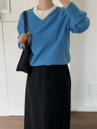 nora v-neck knit (4color) 블루 당일발송
