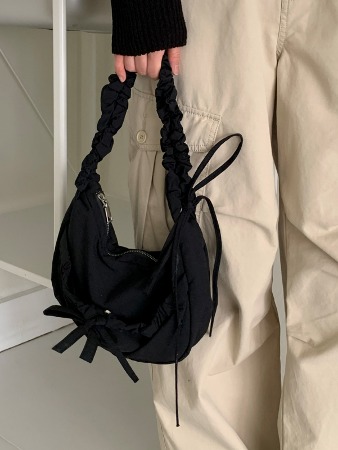 ribbon pleated bag (4color)