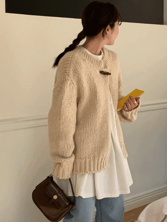 toggle one button cardigan (3colors) 울30