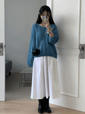 scoop pintuck skirt (2color)