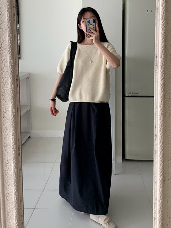 tilt long skirt (2color) 딥네이비S, 아이M 당일발송